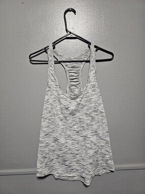 Lululemon Womens Size 6 Racerback Tank Top Gray Space Dye Ruched Back Yoga